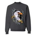 thumbnail image 1 of Torn Ripped Eagle Claws Animal Lover Unisex Crewneck Graphic Sweatshirt, Charcoal, 2XL, 1 of 3
