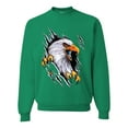 thumbnail image 1 of Torn Ripped Eagle Claws Animal Lover Unisex Crewneck Graphic Sweatshirt, Kelly, X-Large, 1 of 3