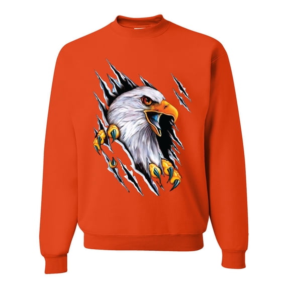 Torn Ripped Eagle Claws Animal Lover Unisex Crewneck Graphic Sweatshirt, Orange, 2XL