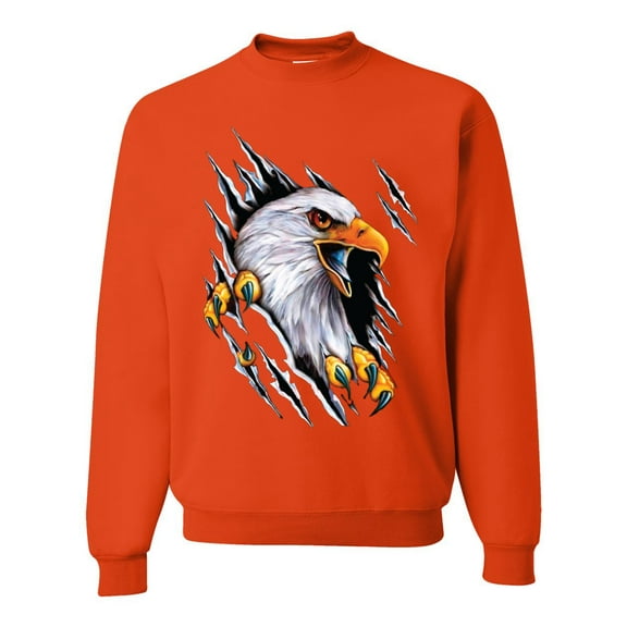 Torn Ripped Eagle Claws Animal Lover Unisex Crewneck Graphic Sweatshirt, Orange, Large