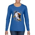 thumbnail image 1 of Torn Ripped Eagle Claws Animal Lover Womens Graphic Long Sleeve T-Shirt, Royal, 2XL, 1 of 3