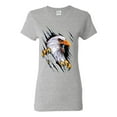 thumbnail image 1 of Torn Ripped Eagle Claws Animal Lover Womens Graphic T-Shirt, Heather Grey, X-Large, 1 of 3
