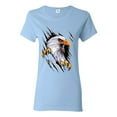 thumbnail image 1 of Torn Ripped Eagle Claws Animal Lover Womens Graphic T-Shirt, Light Blue, Large, 1 of 3