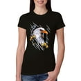 thumbnail image 1 of Torn Ripped Eagle Claws Animal Lover Womens Slim Fit Junior Tee, Black, Small, 1 of 3