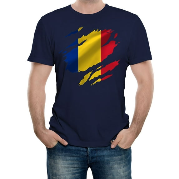 Torn Romania Flag Men's Graphic T-Shirt | Patriotic Romanian Pride Tee