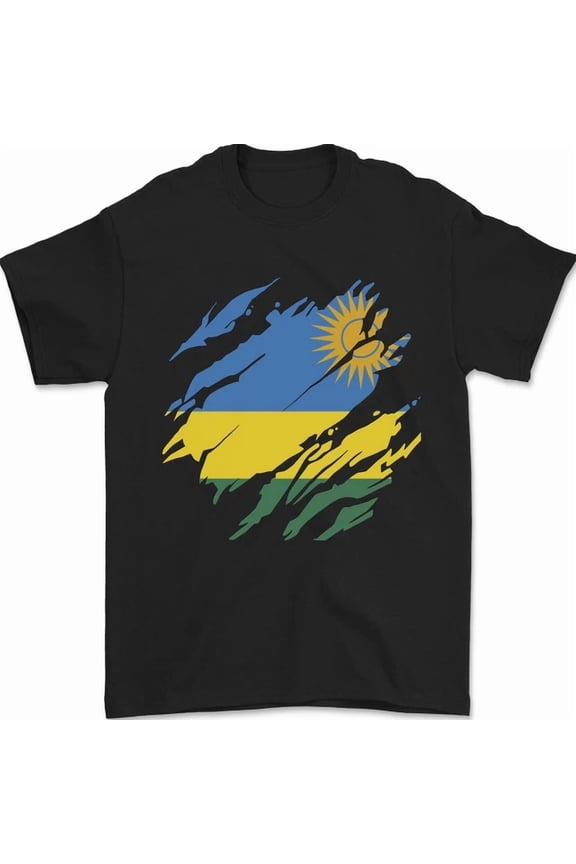 Torn Rwanda Flag Rwandan Day Football Mens S-5XL T-Shirt