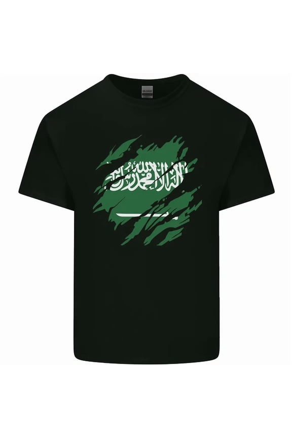 Torn Saudi Arabia Flag Arabian Day Football Mens Womens S-5XL T-Shirt