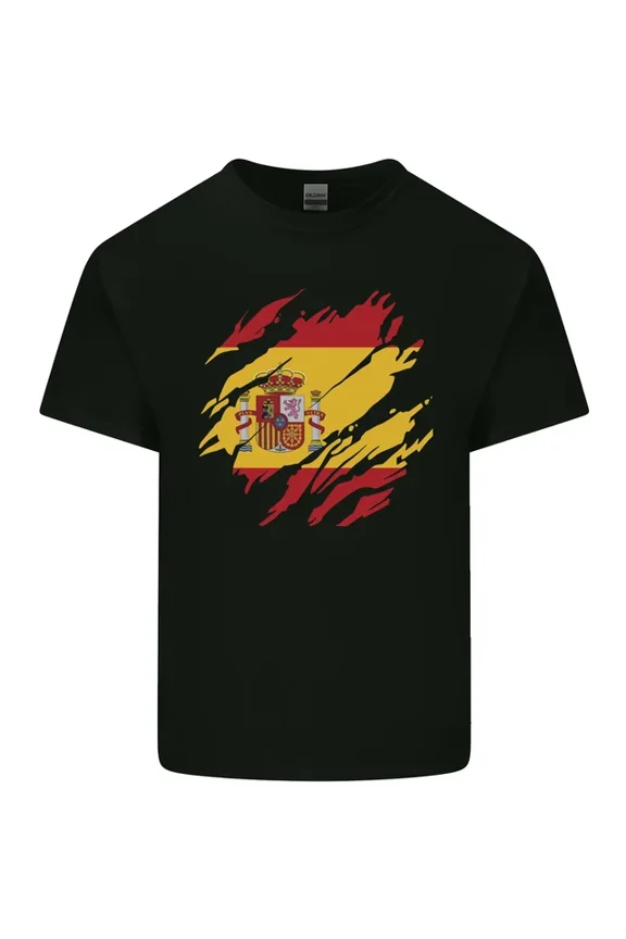 Torn Spain Flag Spanish Day Football Mens Womens T-Shirt