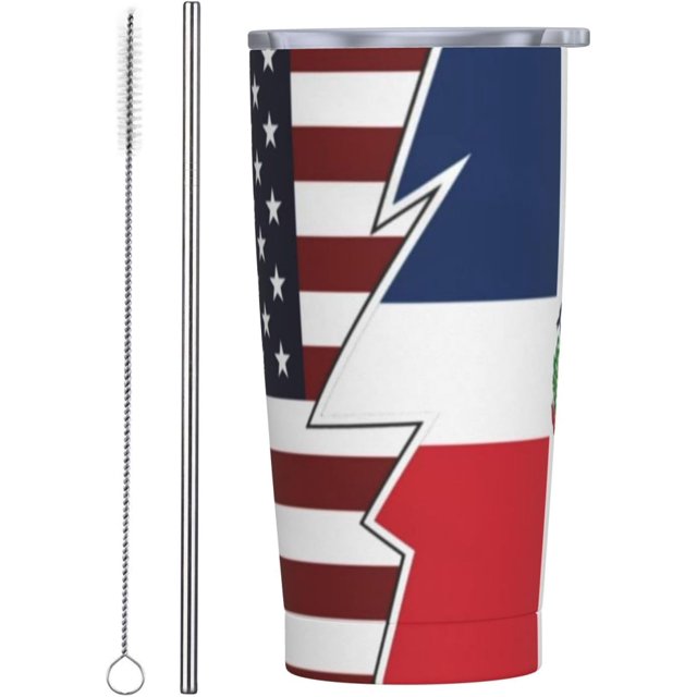 Torn Style American And The Dominican Republic Flags Cup 20oz Stainless