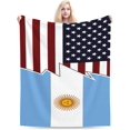 Torn Style American and Argentina Flags Throw Blanket for Men Women