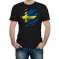 thumbnail image 1 of Torn Sweden Flag Men's Graphic T-Shirt | Swedish National Pride Tee, 1 of 2