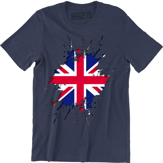 Torn Union Jack Flag Funny Men's Country British Fashion Sport Tee Shirt