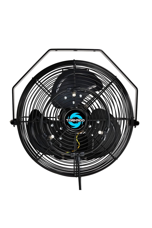 12 Inch Outdoor Misting Wall Mounted Fan IPX4 Rated High Velocity Metal Industrial Wall Fan For Commercial, Industrial, Residential, 3 Speed 3 Nozzles 6.6 FT Cord cETL Safety Listed, Black