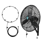 Tornado 24 Inch High Velocity Oscillating Wall Mount Fan with Pre-Installed Misting Kit   IPX4 Water-Resistant, TEAO Motor, 2-Speed 7600 CFM,for Outdoor Use,8 Brass Nozzles Misting