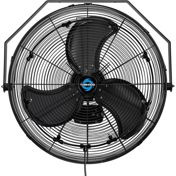 Tornado 24 Inch Outdoor Misting Wall Fan High Velocity Metal Industrial Workstation Wall Mount Fan For Commercial, Residential, Greenhouse Use TEAO Motor 3 Speed 8 Nozzles UL Safety Listed
