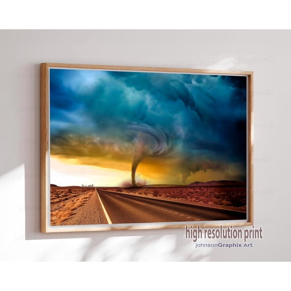 Tornado Alley Supercell Photo Storm Chaser Wall Art Print, Stretched Canvas 8x10in