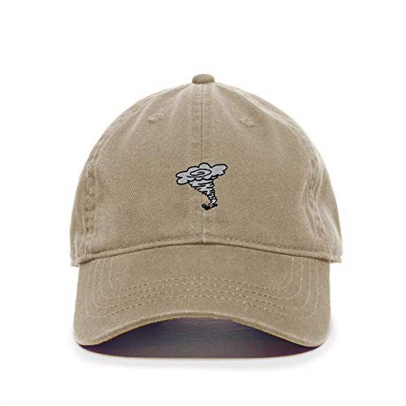 Tornado Baseball Cap Embroidered Cotton Adjustable Dad Hat Khaki