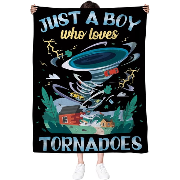 Tornado Blanket Gifts for Weather Enthusiasts, Just a Boy Who Loves Tornado Blanket 50" x 60", Meteorologist Gifts, Weather Related Gifts for Users Birthday Christmas