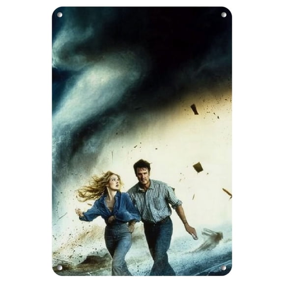 Tornado Escape" Vintage Iron Wall Art Sign - 8x12 Inch, Dramatic Tornado Scene Metal Plaque for Home, Bar, Cafe & Garage Decor