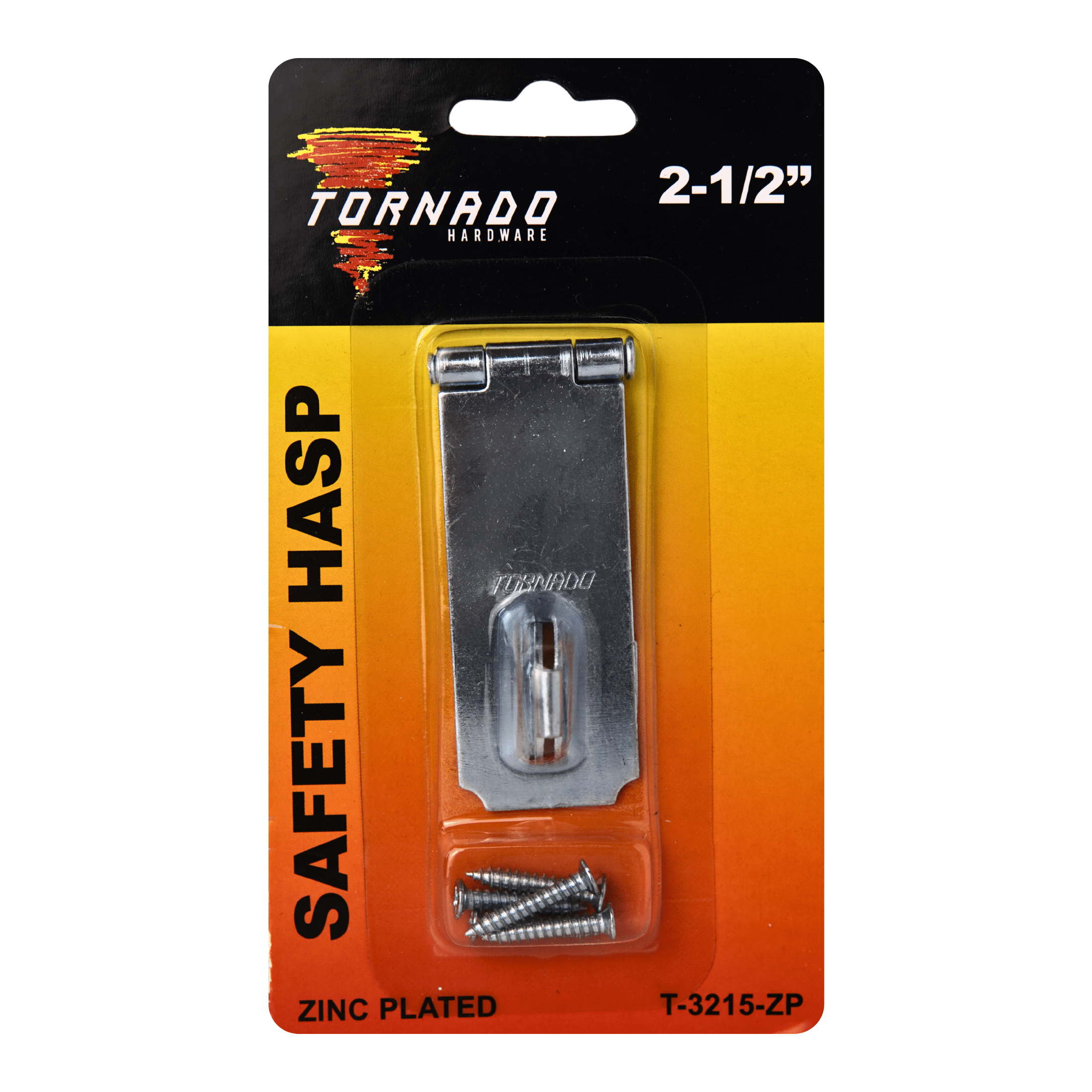 Tornado Fixed Staple Safety Hasp, Zinc Plated, 2-1/2"