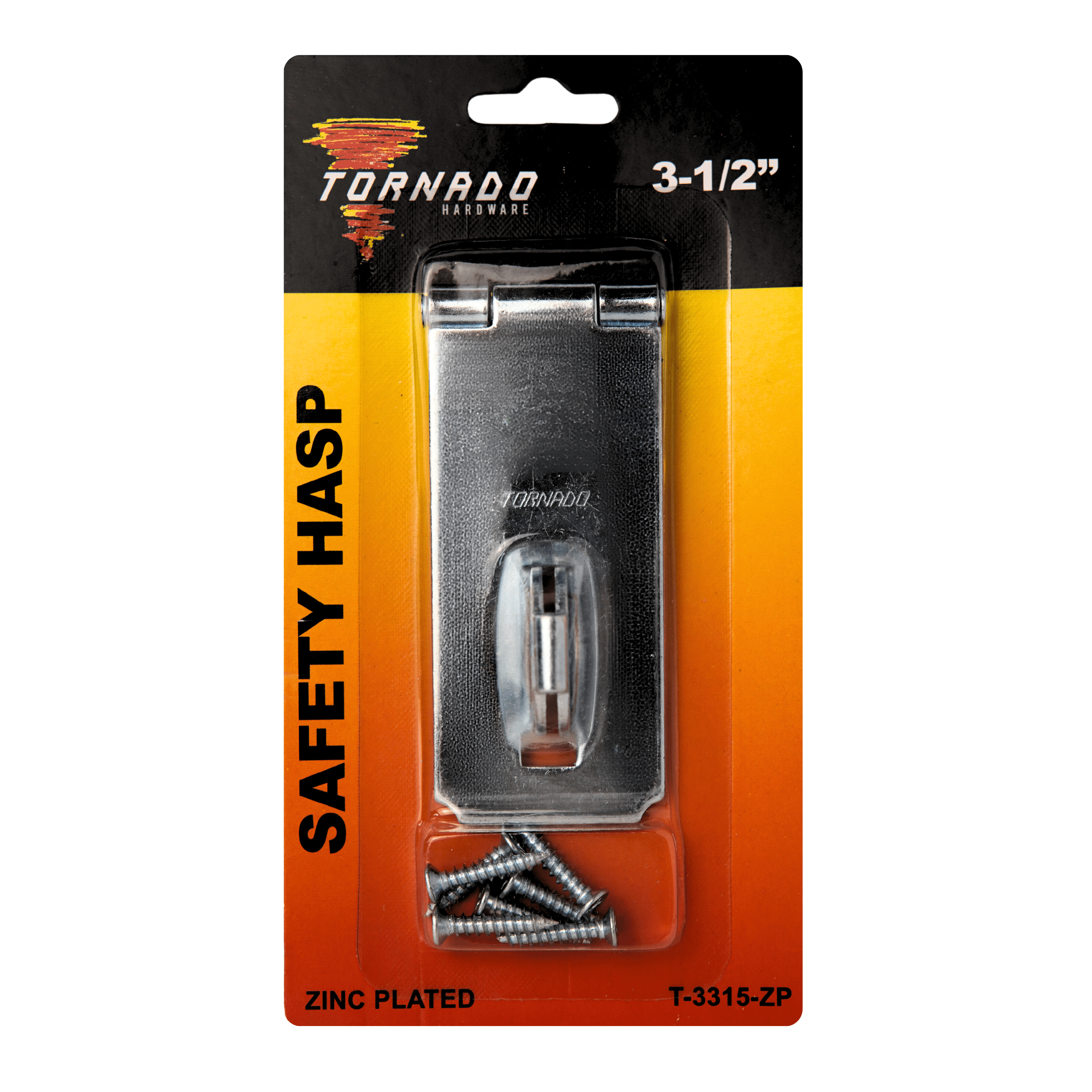 Tornado Fixed Staple Safety Hasp, Zinc Plated, 3-1/2"