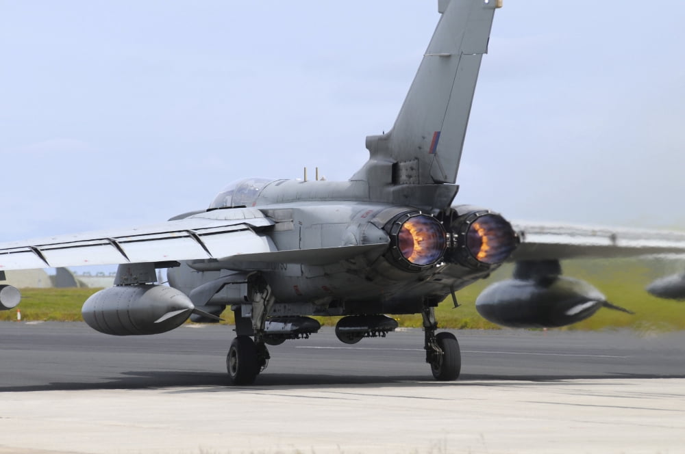 Tornado GR4 of the Royal Air Force taking off from RAF Lossiemouth Canvas Art - Riccardo NiccoliStocktrek Images (17 x 12)