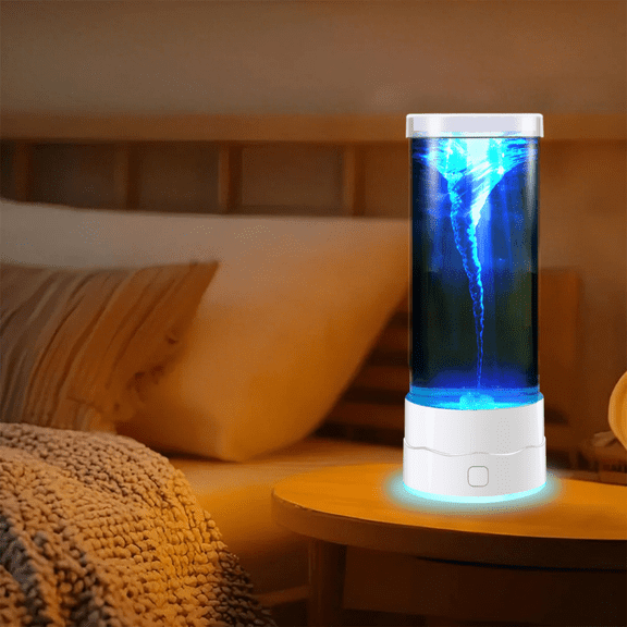 Tornado LED Lamp 7 Color Changing Atmosphere Night Light Creative Desktop Decoration Table Lamp Black/White Base RGB Night Light for Home Bedroom Study Room Party Decor USB Powered Ambient Light