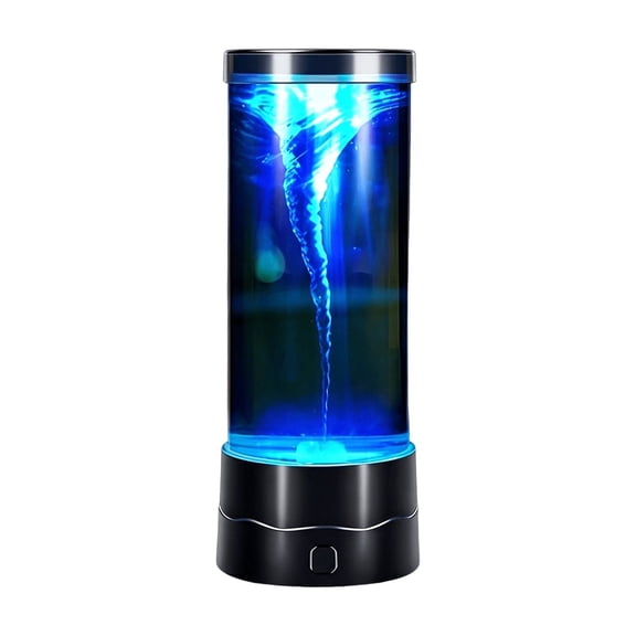 Tornado Lamp, 8.74" Cylindrical Color Changing Night Light with Vortex Effect, USB LED Ambient Desk Lamp for Bedroom Home Decor (Black)