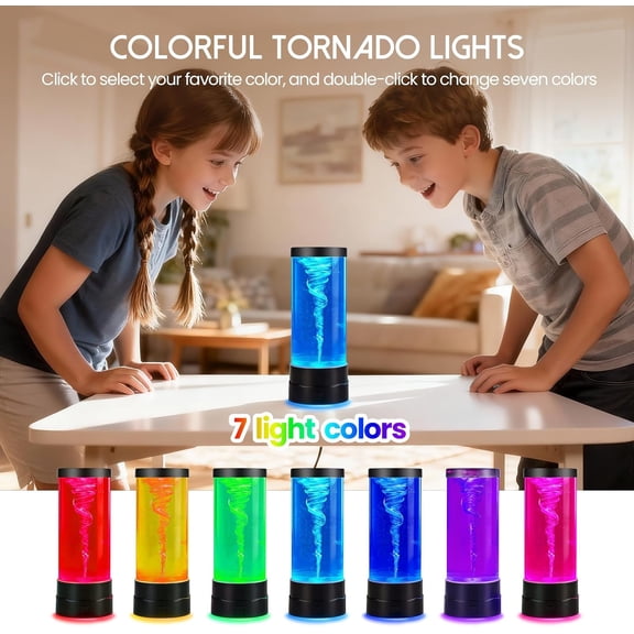 Tornado Lamp,Vortex lamp,Lava Lamp Gifts for Teen Boys,Kids,Girls | Tornado Cool Toys ,Tornado Maker,7 Color Changing LED Light,Cool Night Light,Christmas ,Birthday Gift