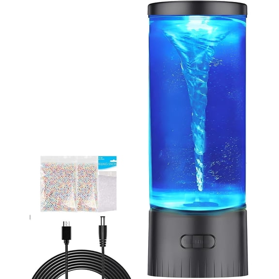 Tornado Lamp,Vortex lamp,Lava Lamp, Unique 7-Color Changing LED Night Light, Hurricane Lamp, Cool Novelty Gift for Kids, Men, Women, Ideal for Birthday, Christmas, Home Office Décor, Black