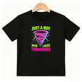 thumbnail image 1 of Tornado Lover Boys Graphic Print T-Shirt, Just A Boy Extreme Weather 100% Cotton Kids Short Sleeve Tee, 1 of 5