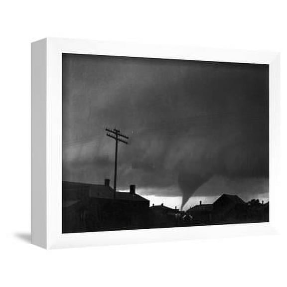 Tornado Moving Past Houses, Animals Scenic Framed Art Print Wall Art Sold by Art.Com