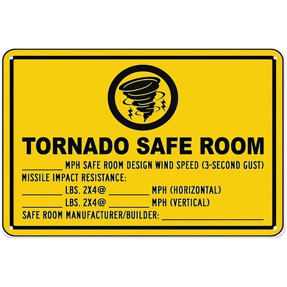 Tornado Safe Room Write-On Sign - 12×8 Inches, Aluminum Tin Warning, Home Outdoor Garden Emergency Decor