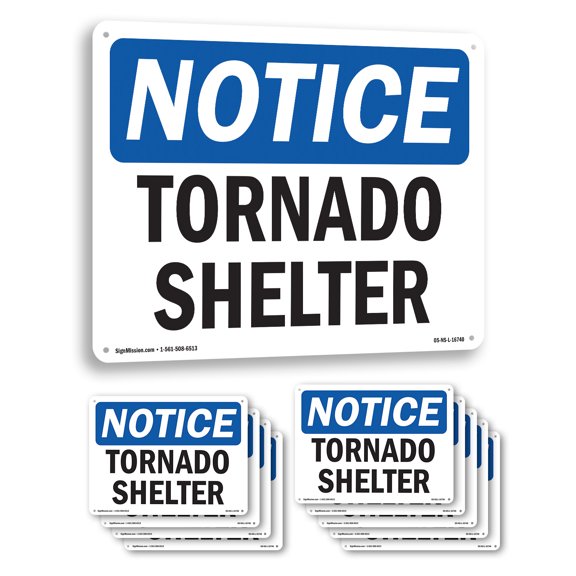 Tornado Shelter OSHA Notice Aluminum Sign 24 Inch x 18 Inch - 10 Pack