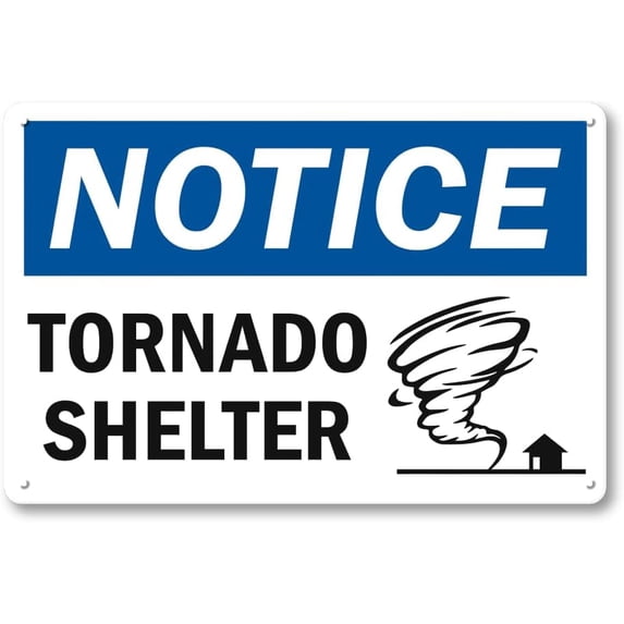 Tornado Shelter Sign - 12 x 8 inch Aluminum Metal Emergency Safety Sign ...