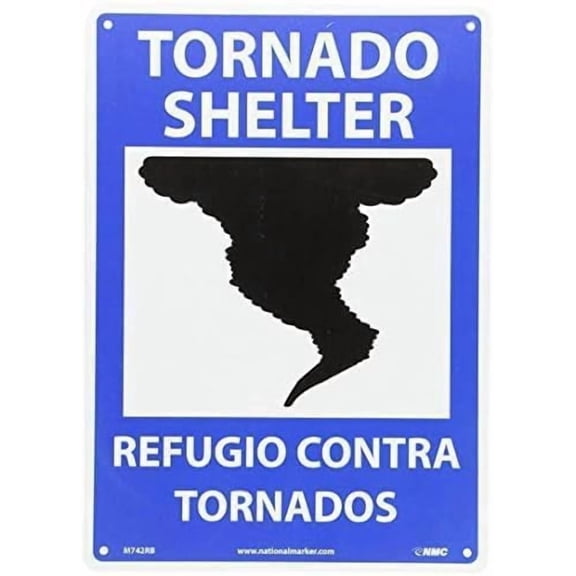 Tornado Shelter Sign – 8x12 Inch RustFree Aluminum,Reflective & Weatherproof Metal,HighVisibility Emergency Safety Warning for Home,Business,or Public Area