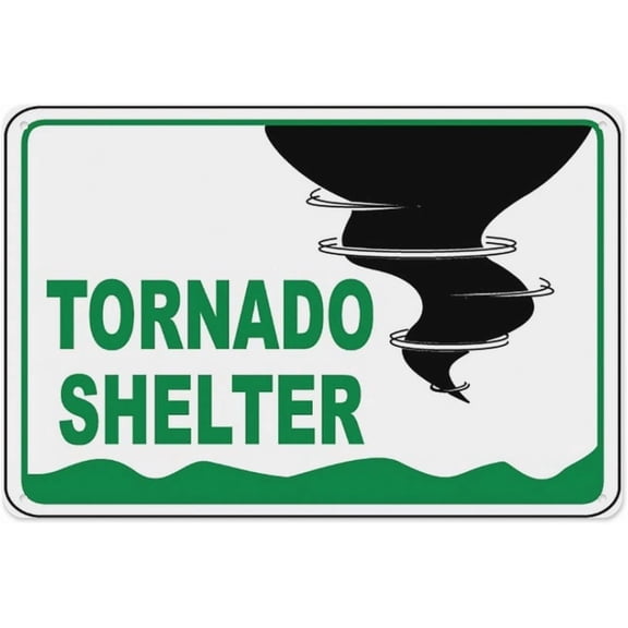 Tornado Shelter Sign, Aluminum Tin Warning Signs for Home Outdoor Garden 8"x12", High Visibility Emergency Sign for Home