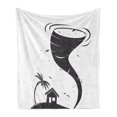 thumbnail image 1 of Tornado Soft Flannel Fleece Blanket, Hurricane Crashing the Little House Palm Tree Tropical Season Graphic Art, Cozy Plush for Indoor and Outdoor Use, 60" x 80", Charcoal Grey White, by Ambesonne, 1 of 5