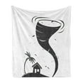 thumbnail image 1 of Tornado Soft Flannel Fleece Blanket, Hurricane Crashing the Little House Palm Tree Tropical Season Graphic Art, Cozy Plush for Indoor and Outdoor Use, 70" x 90", Charcoal Grey White, by Ambesonne, 1 of 5