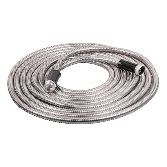 Tornado Tools Stainless Steel Metal Garden Hose with Spray Nozzle Adapter, 100-Foot Length, Lead-Free