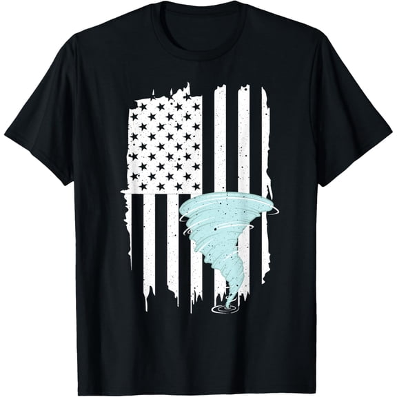 t-shirt Tornado US Flag Hurricane Storm Tornado Chaser Men Women T-Shirt.