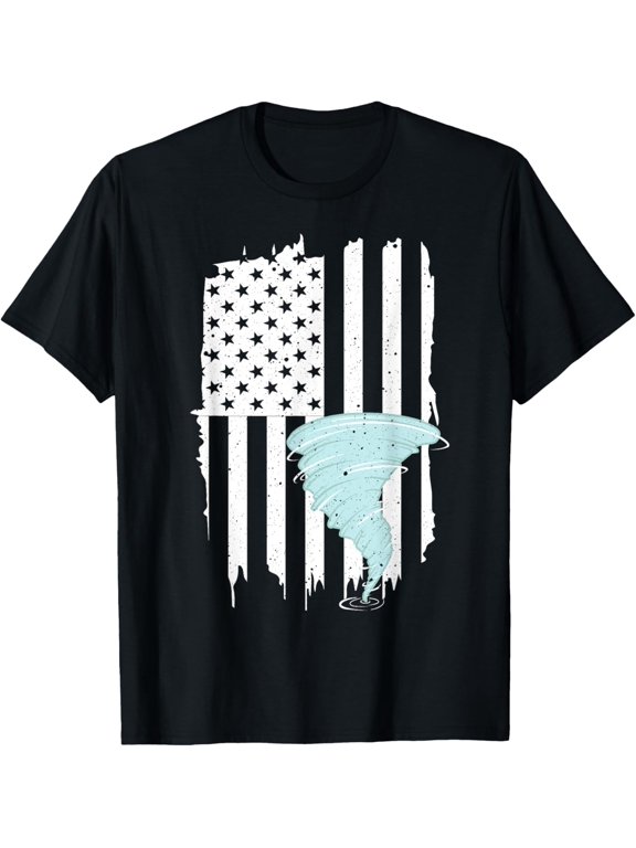 Tornado US Flag Hurricane Storm Tornado Chaser Men Women T-Shirt
