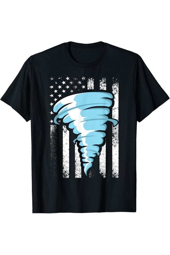 Tornado US Flag Hurricane Storm Tornado Chaser Men Women T-Shirt