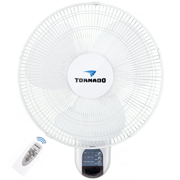 Tornado Wall Mount Fan - 16 Inch Wall Fan Remote Control Included - 3 Speed Settings - UL Listed