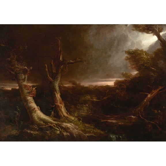 Tornado in an American Forest by Thomas Cole - 12" x 18" Art Print Wall Decor