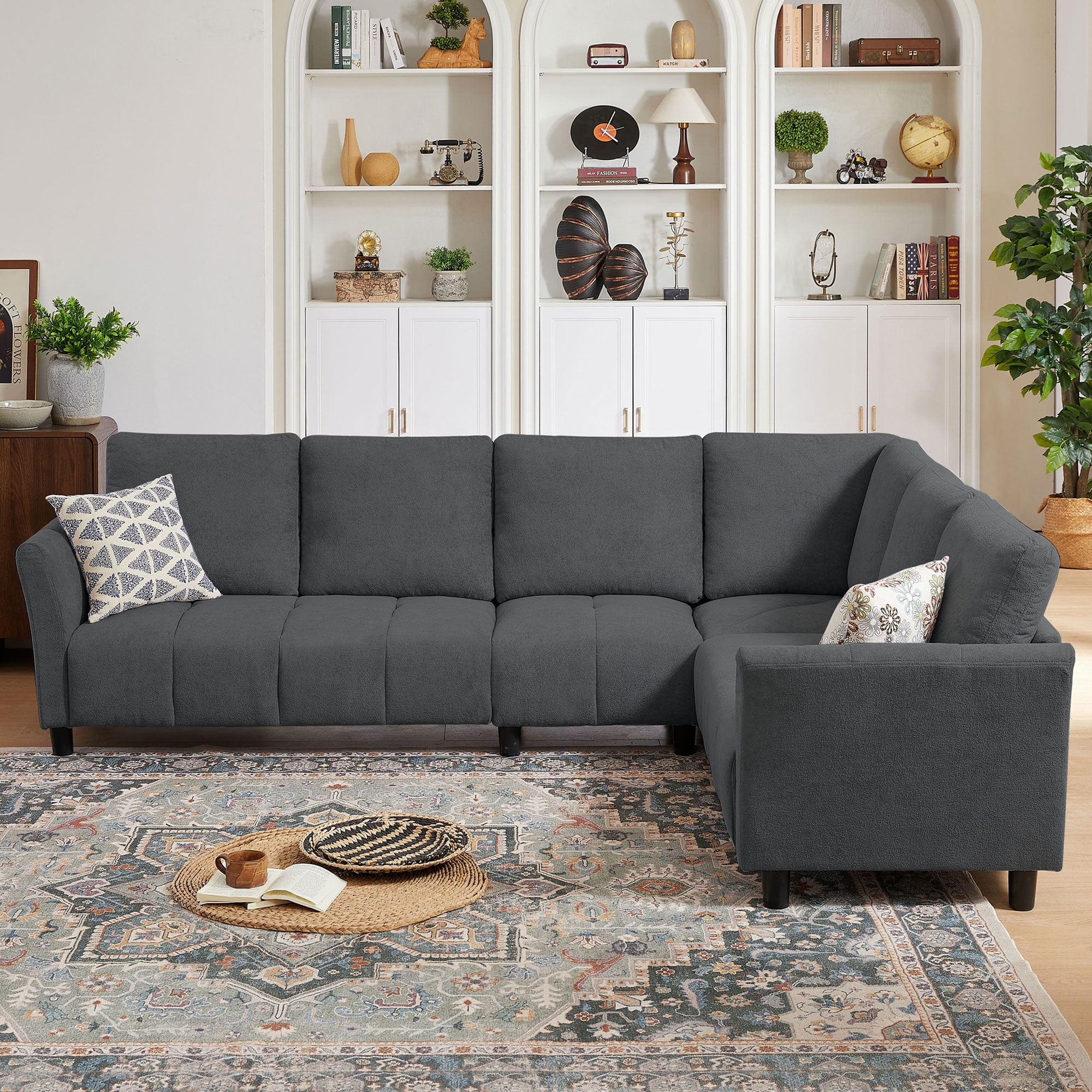 Tornama Linen Convertible L Shaped Sectional Sofa with Reversible ...