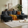 thumbnail image 1 of Tornama Linen Convertible U Shaped Sectional Sofa, Light Grey, 1 of 12