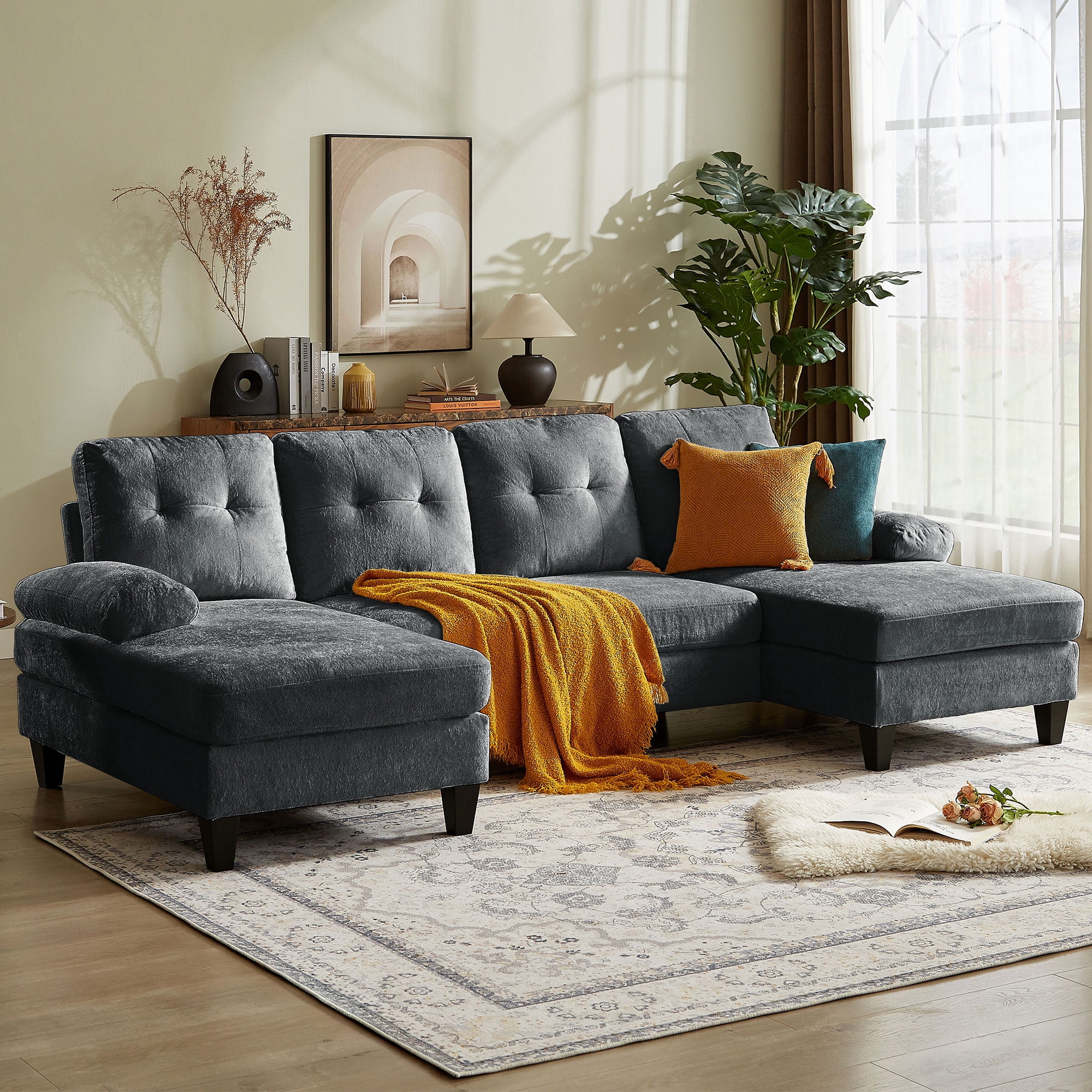 Tornama L Shaped Convertible Sectional Sofa with Reversible Chaise ...