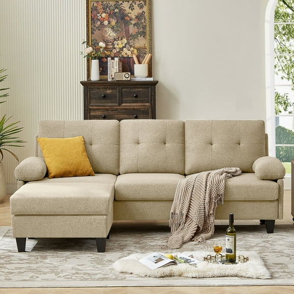 Tornama Linen Reclining Sectional Sofa, Beige