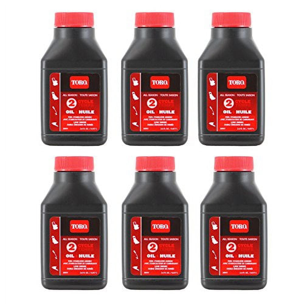 Toro 2 Cycle All-Season Oil Low Smoke, Fuel Stabilizer Added 2 Cycle Oil, 2.6 oz (6 Pack)